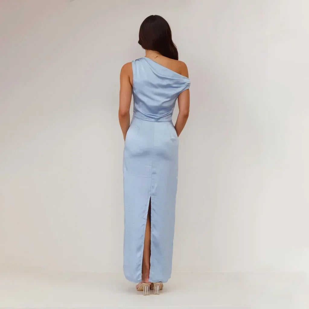 Alexia | Elegant Satin Wedding Guest Maxi Dress for Women