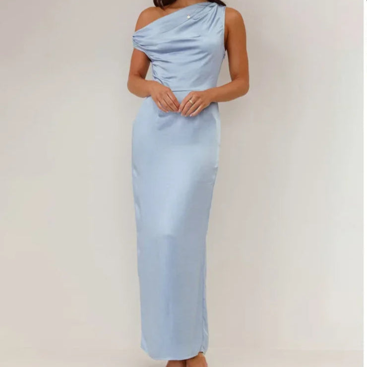 Alexia | Elegant Satin Wedding Guest Maxi Dress for Women