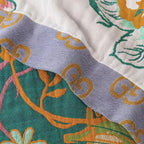 Cotton Blanket Lightweight Throw with Botanical Floral Design for Home Decor