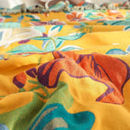 Cotton Blanket 79x90.5 Soft Tropical Design Throw for Home Decor and Layering