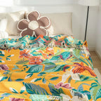 Cotton Blanket 79x90.5 Soft Tropical Design Throw for Home Decor and Layering