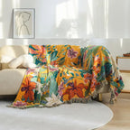 Cotton Blanket 79x90.5 Soft Tropical Design Throw for Home Decor and Layering