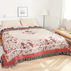 Cotton Blanket Lightweight Floral Design 79x90.5 Machine Washable All-Season Comfort
