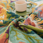 Cotton Blanket Reversible Floral Design Lightweight Jacquard 50x79 Inches All-Season