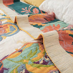 Cotton Blanket Reversible Floral Design Lightweight Jacquard 50x79 Inches All-Season