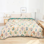 Cotton Blanket Reversible Floral Pattern Lightweight Breathable Throw 59x79 or 79x90.5 Inches
