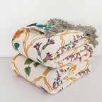 Cotton Blanket Reversible Floral Pattern Lightweight Breathable Throw 59x79 or 79x90.5 Inches