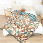 Cotton Blanket Lightweight Floral Design All-Season Throw for Bed Sofa Picnic