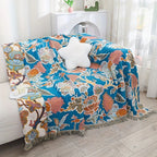 Cotton Blanket Lightweight Floral Design All-Season Throw for Bed Sofa Picnic