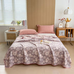 Cotton Gauze Blanket Reversible Floral Design Lightweight Soft Breathable Throw
