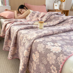 Cotton Gauze Blanket Reversible Floral Design Lightweight Soft Breathable Throw