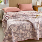 Cotton Gauze Blanket Reversible Floral Design Lightweight Soft Breathable Throw