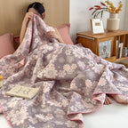 Cotton Gauze Blanket Reversible Floral Design Lightweight Soft Breathable Throw