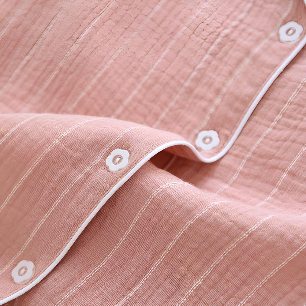 Cotton Long Sleeve Nightdress for Women Slimming Vertical Stripes Lightweight Breathable