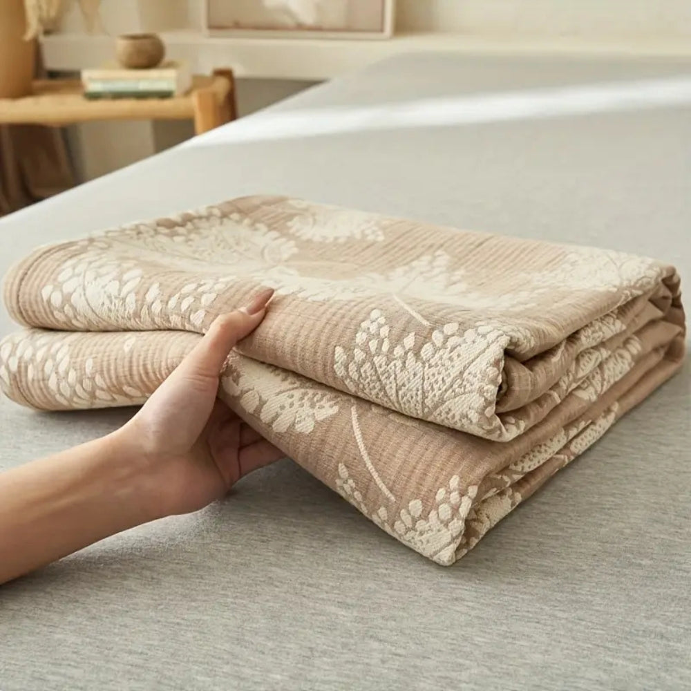 Cotton Summer Blanket Lightweight Breathable Floral Vine Leaf Design 59x79 to 79x90.5 inches