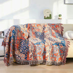 Cotton Throw Blanket Floral Jacquard Design Lightweight 51x67 Inches Soft Breathable