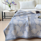 Cotton Triple Gauze Blanket Lightweight Breathable 3-Layer Mulberry Leaf Print