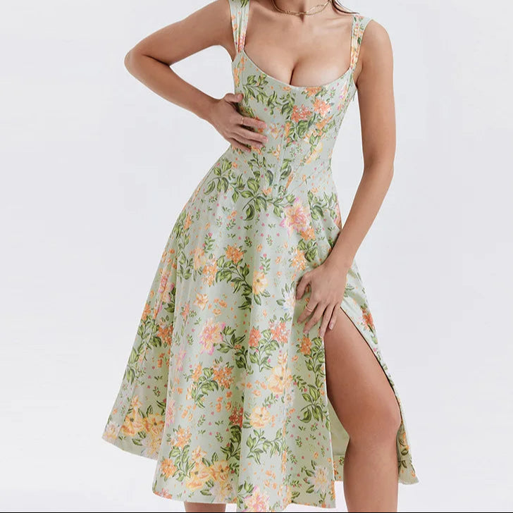 Alfreda | Elegant Floral Cocktail Midi Dress for Women