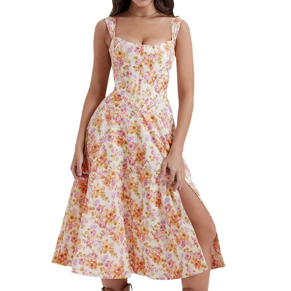 Alfreda | Elegant Floral Cocktail Midi Dress for Women