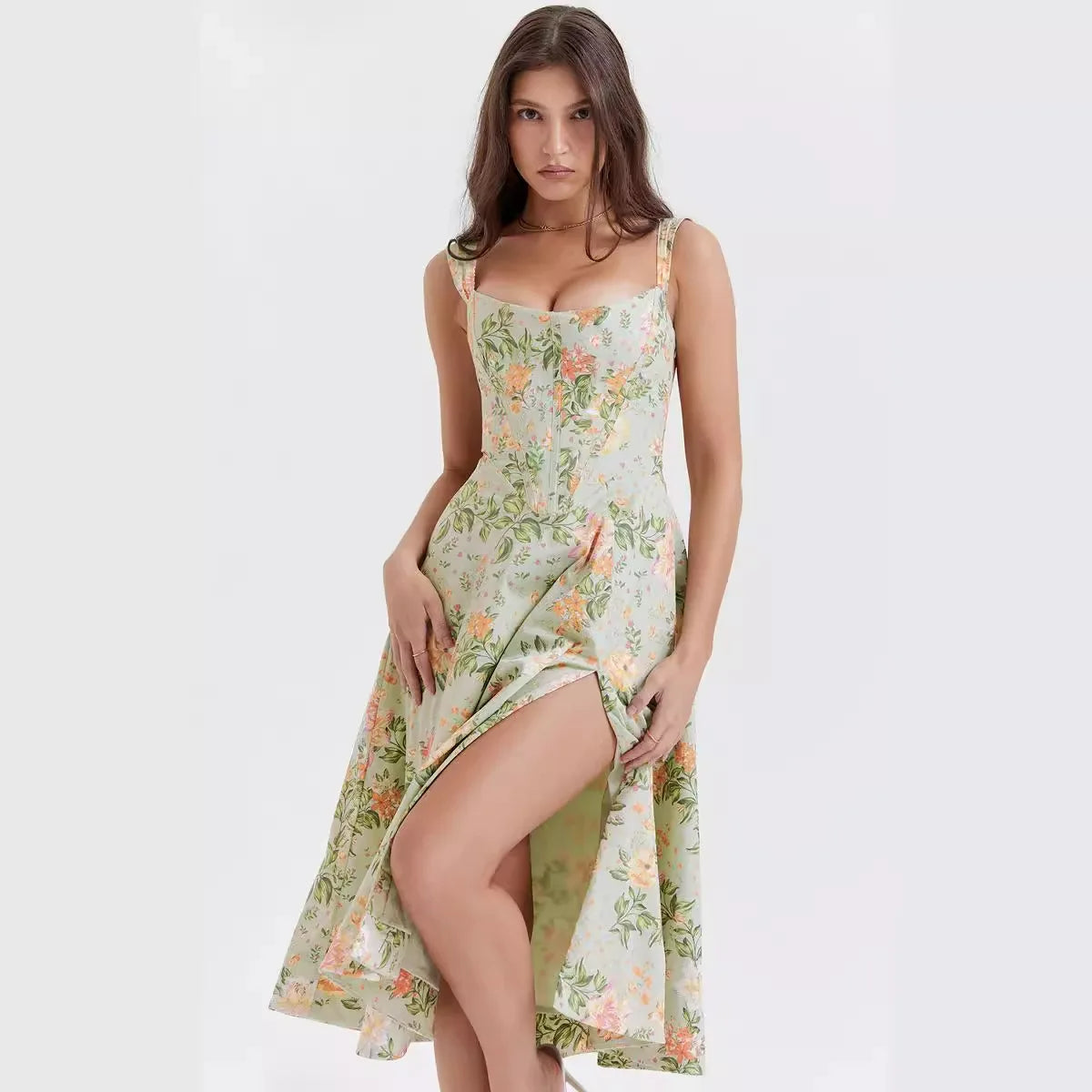 Alfreda | Elegant Floral Cocktail Midi Dress for Women