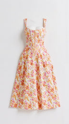 Alfreda | Elegant Floral Cocktail Midi Dress for Women