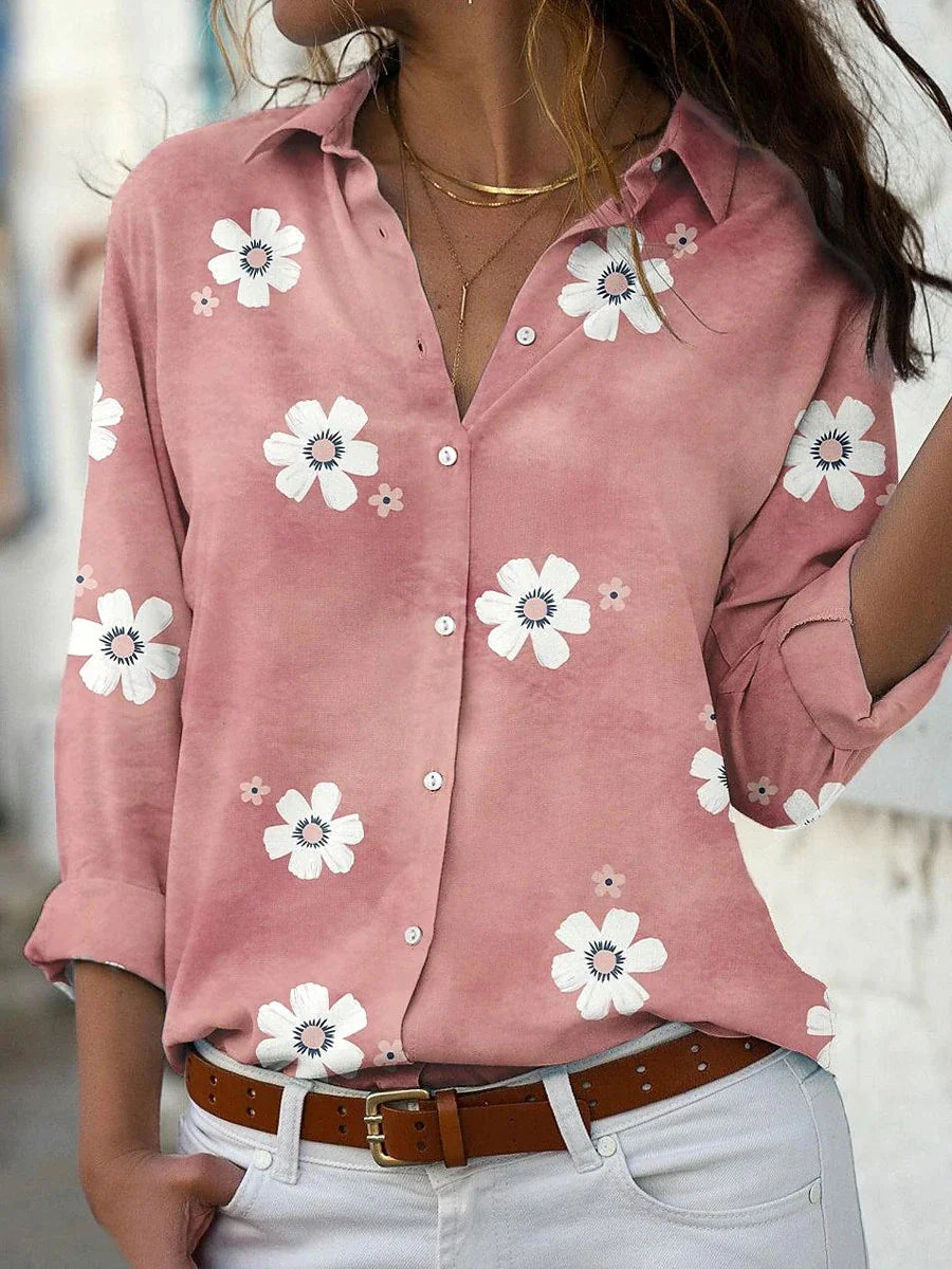 Darya floral casual blouse for women by Harrow, lightweight summer blouse with vibrant floral print and relaxed fit.