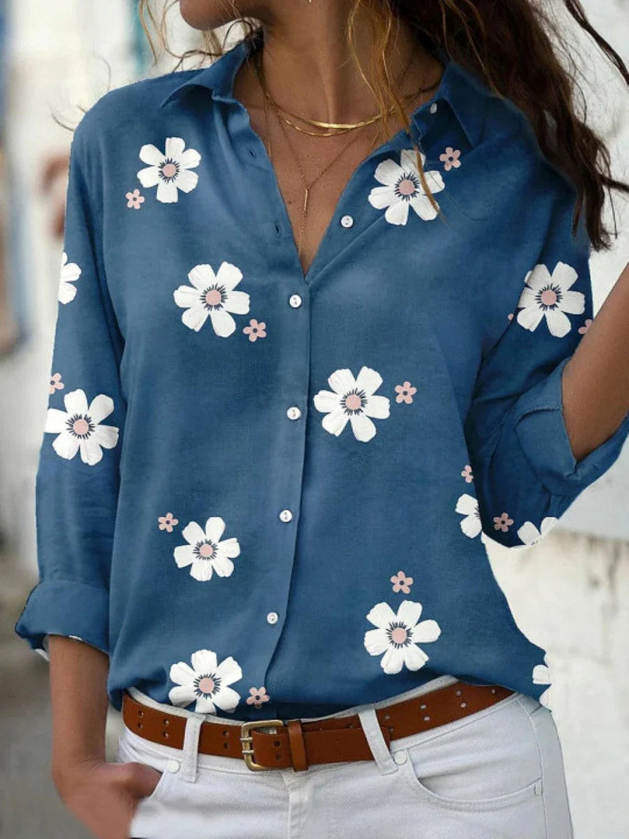 Darya floral casual blouse for women by Harrow featuring a colorful summer floral print and relaxed fit.