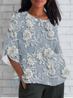 Diana floral casual blouse for women by Harrow, featuring a vintage-inspired floral print and relaxed summer fit.