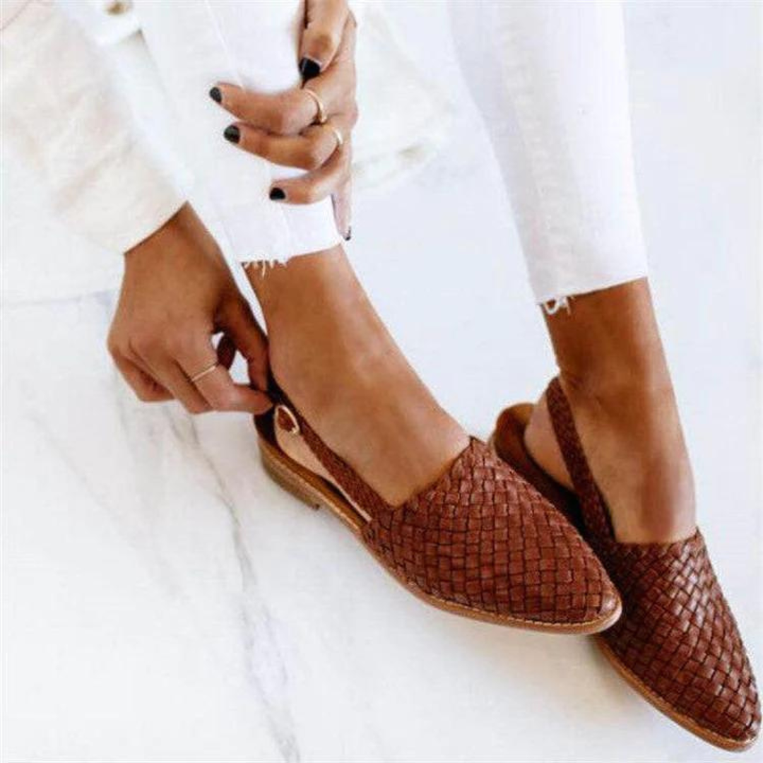 Pair of Donna vegan leather ballet flats for women by Harrow, featuring a sleek design and comfortable fit.