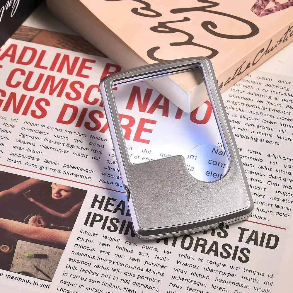 Double Lens Magnifier with LED Light Compact Pocket-Sized 6X and 3X Magnification with Leather Case