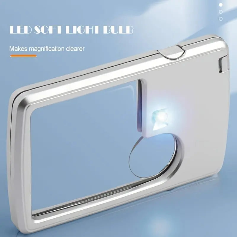 Double Lens Magnifier with LED Light Compact Pocket-Sized 6X and 3X Magnification with Leather Case