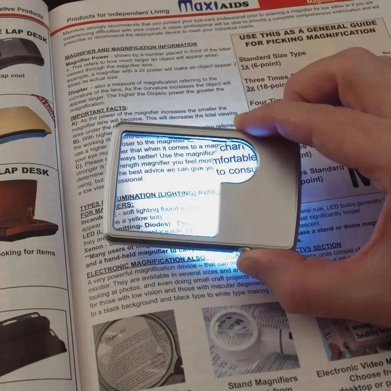 Double Lens Magnifier with LED Light Compact Pocket-Sized 6X and 3X Magnification with Leather Case