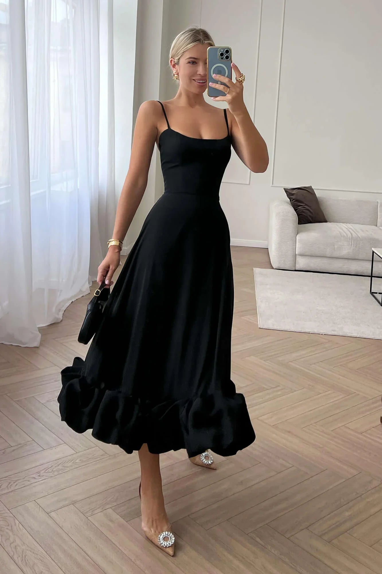 Alhena | Elegant Midi Formal Evening Gown for Women