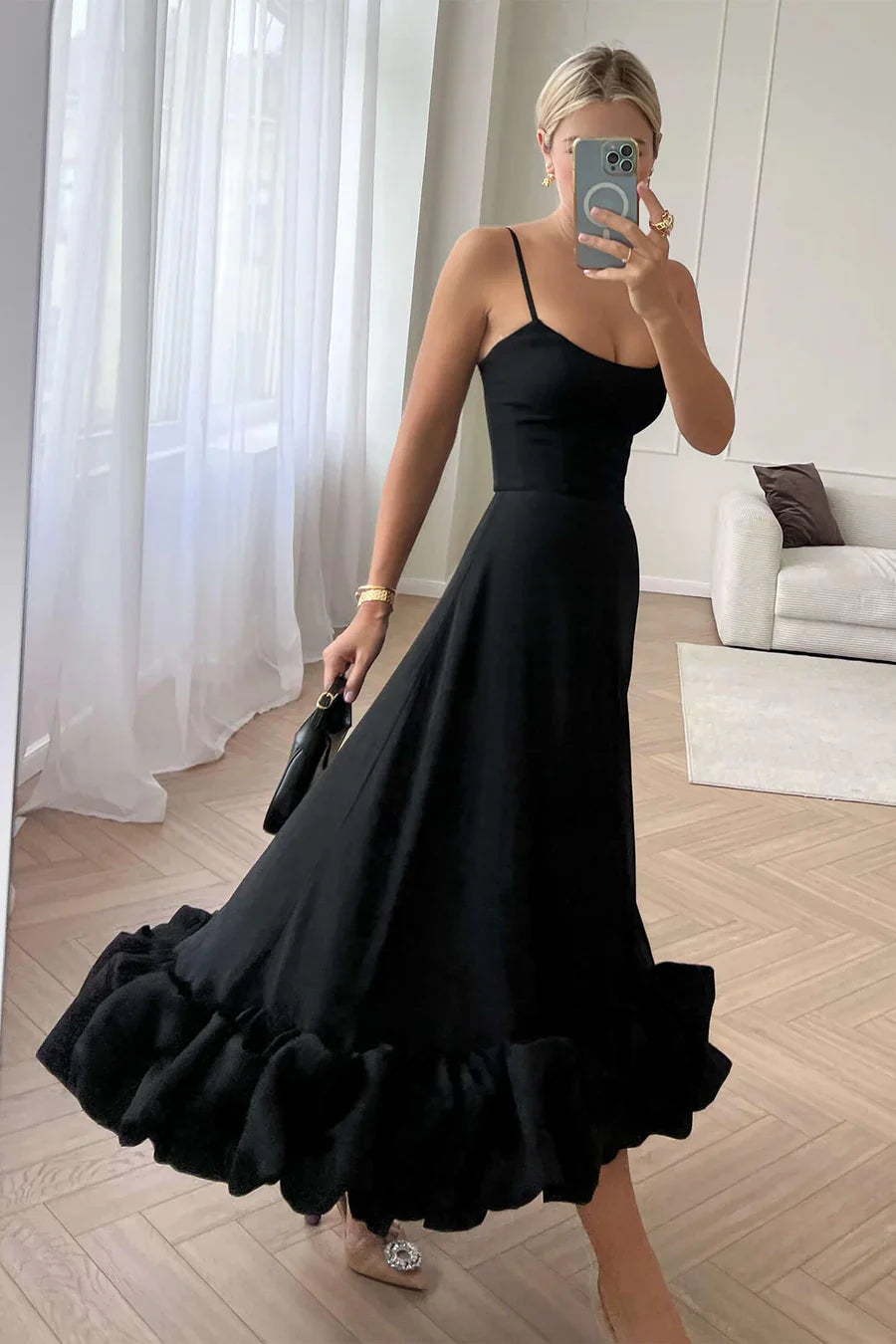 Alhena | Elegant Midi Formal Evening Gown for Women