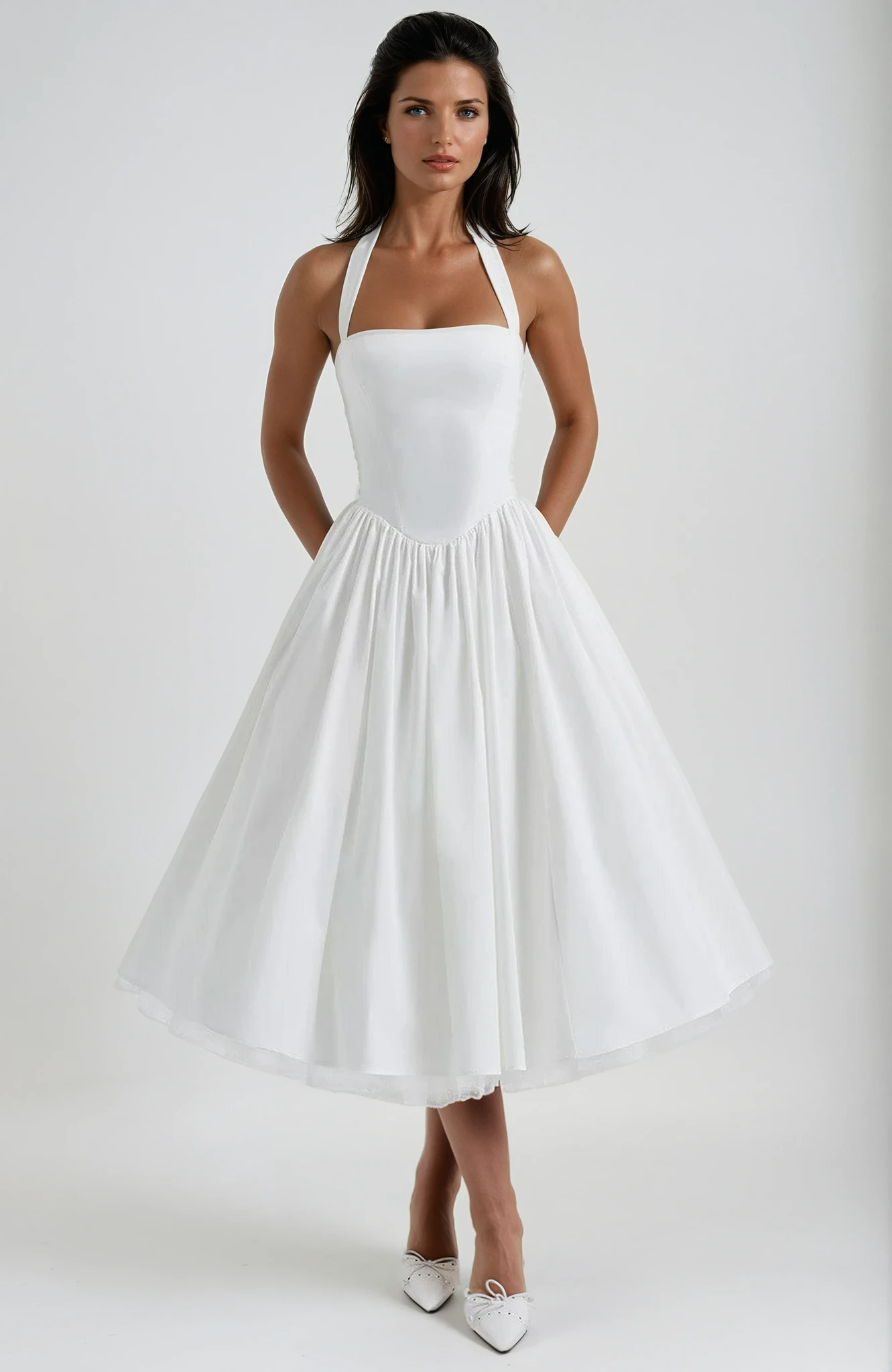 Alima | Dreamy Elegant Wedding Guest Midi Dress for Women