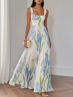 Harrow Ellie white floral maxi dress for women with pleated design, perfect for summer occasions.