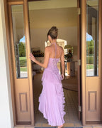 Elegant Aida maxi dress for women by Harrow featuring ruffled details and flowing fabric, perfect for sophisticated occasions.