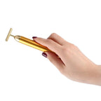 Facial T-Bar Gold Massager Vibrating Skin Roller for Face and Neck with Geranium Plated Metal