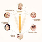 Facial T-Bar Gold Massager Vibrating Skin Roller for Face and Neck with Geranium Plated Metal
