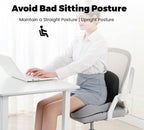 Memory Foam Seat Cushion Ergonomic Comfort Pad for Office Car Chair with Removable Washable Cover