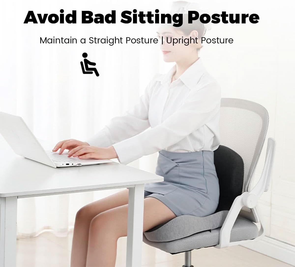 Memory Foam Seat Cushion Ergonomic Comfort Pad for Office Car Chair with Removable Washable Cover
