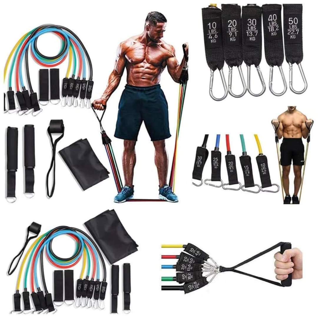 11-Piece Resistance Band Set with Fitness Straps for Full Body Strength Training