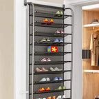 10 Tier Over The Door Shoe Rack Organizer Metal Mesh Shoe Storage with Cushion Hooks and Wall Mount