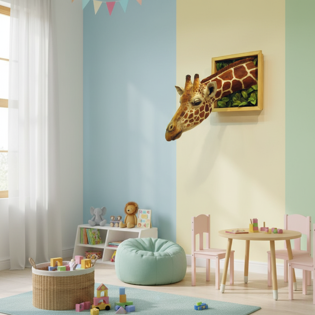 Harrow 3D Giraffe Head Wall Sculpture Emulsion Lifesize Animal Wall Decoration
