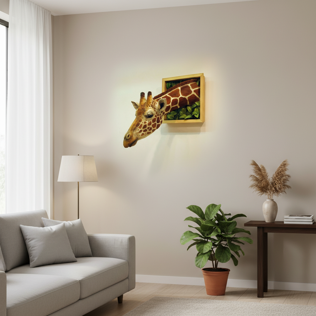 Harrow 3D Giraffe Head Wall Sculpture Emulsion Lifesize Animal Wall Decoration