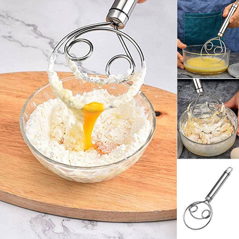 Stainless Steel Dough Whisk Ergonomic Handle Compact Lightweight Kitchen Tool