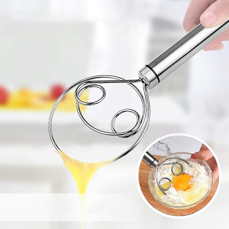 Stainless Steel Dough Whisk Ergonomic Handle Compact Lightweight Kitchen Tool