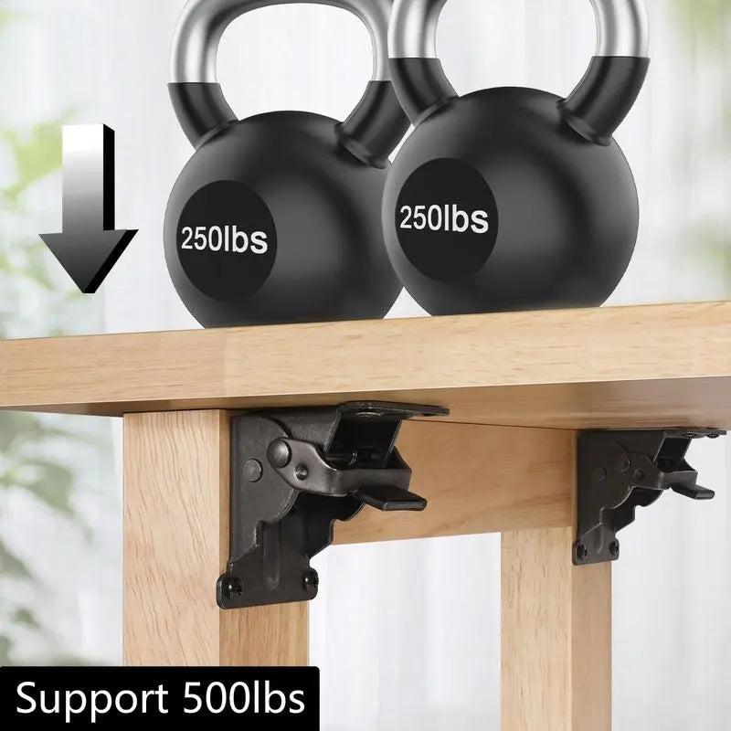 Foldable Heavy-Duty Steel Corner Brackets with Locking Mechanism Supports Up to 225 kg Set of 2
