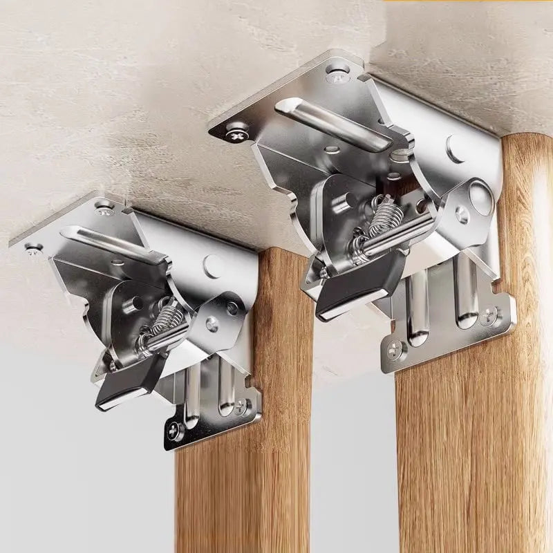 Foldable Heavy-Duty Steel Corner Brackets with Locking Mechanism Supports Up to 225 kg Set of 2