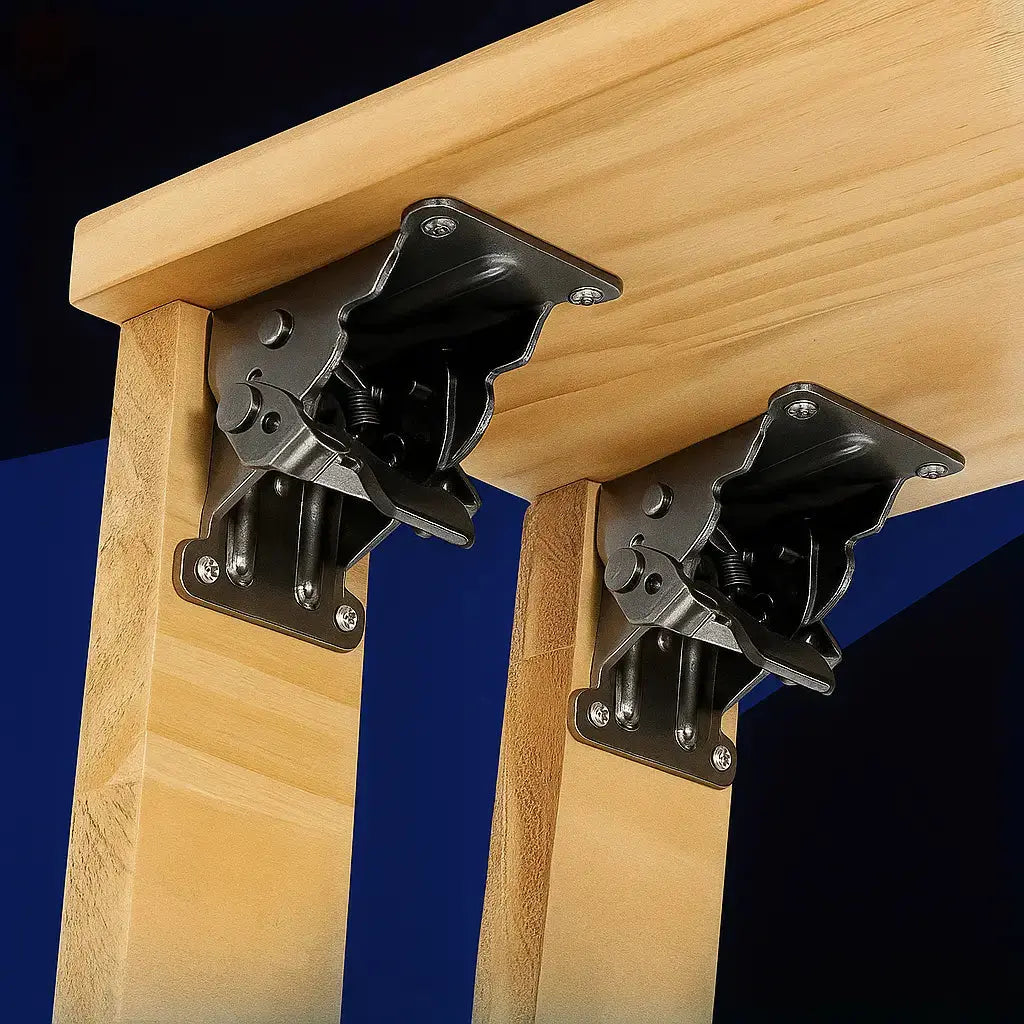 Foldable Heavy-Duty Steel Corner Brackets with Locking Mechanism Supports Up to 225 kg Set of 2
